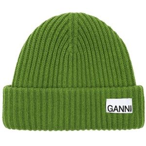 Ganni Loose Wool Rib Knit Beanie